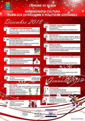 Natale Calendario.Calendario Eventi Natale 2018 Comune Di Olbia